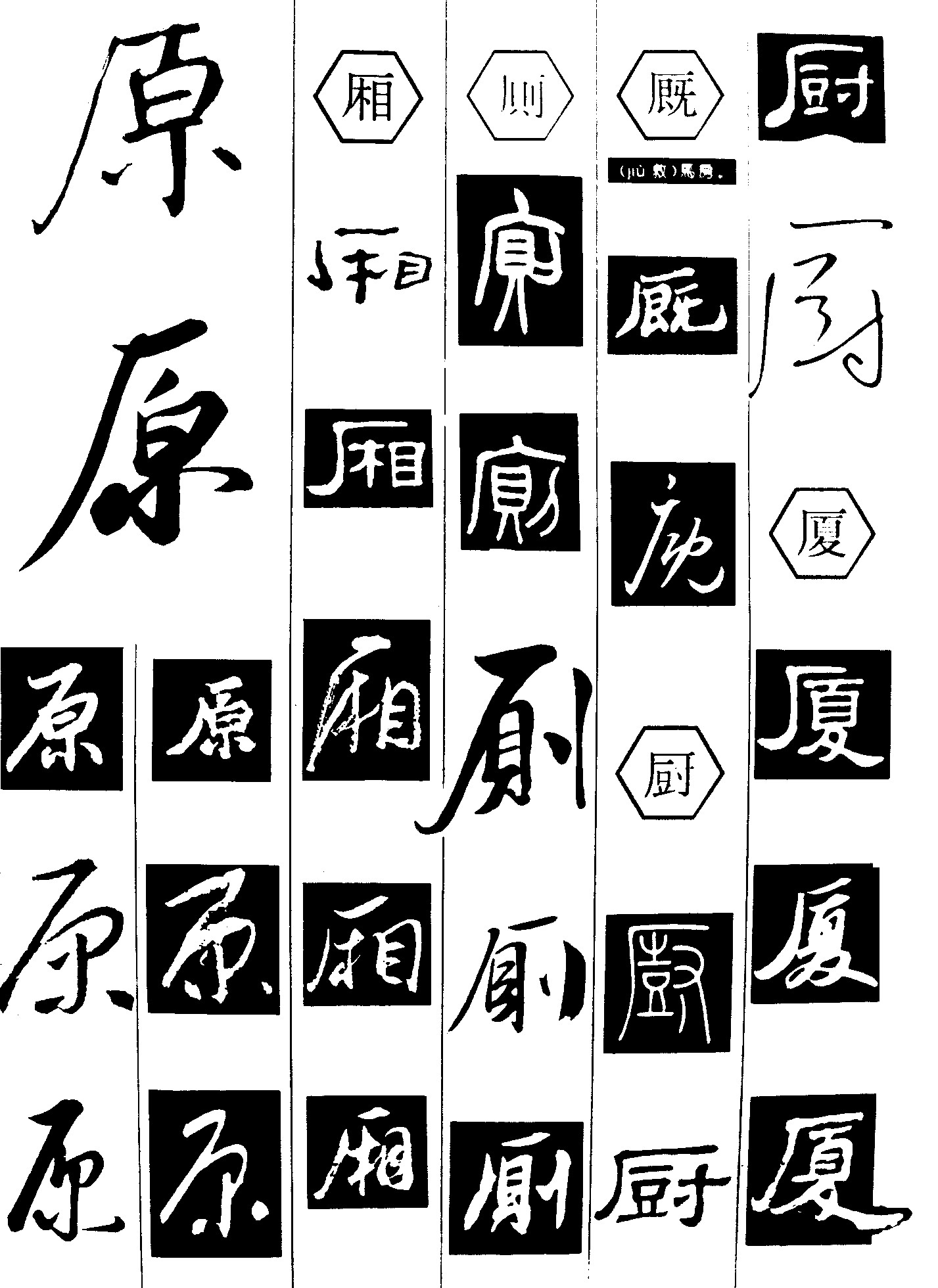 原厢厕厩厨厦